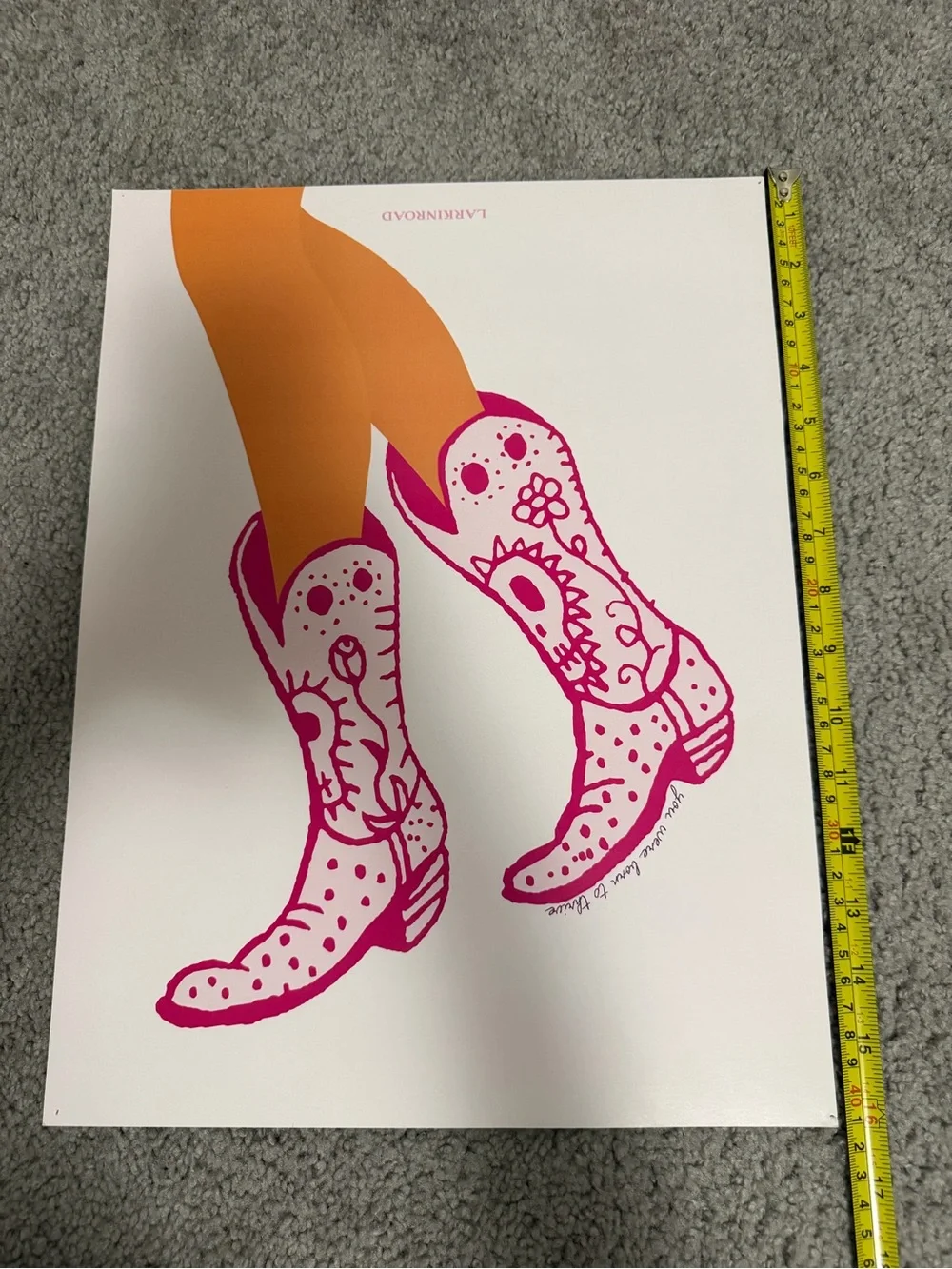Amazon Pink Cowgirl Boots Wall Art with Orange Legs